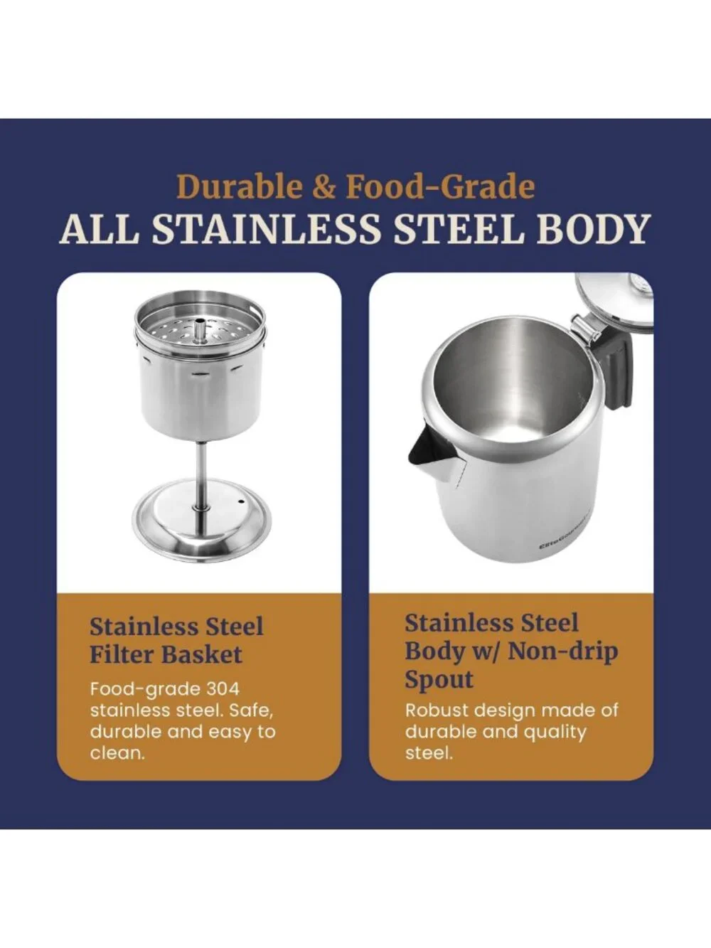 Stainless Steel 8-Cup Stovetop Coffee Percolator - Durable & Stylish Brew Pot